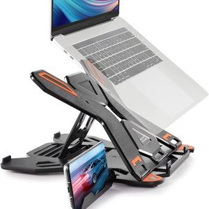 Adjustable Black Laptop Stand With Phone H…